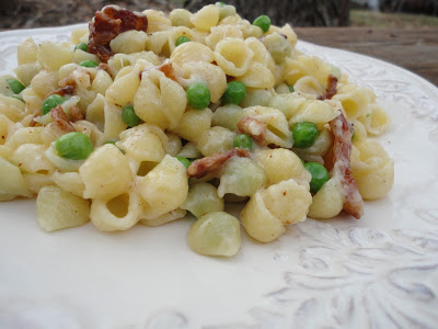 Creamy Mini Shell Pasta with Bacon and Peas - Just one in a collection of recipes using Spring vegetables on basilmomma.com
