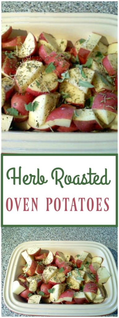 Herb roasted potatoes are a simple side dish, packed with flavor from fresh parsley, sage, rosemary, and thyme. Get the easy side dish recipe on basilmomma.com