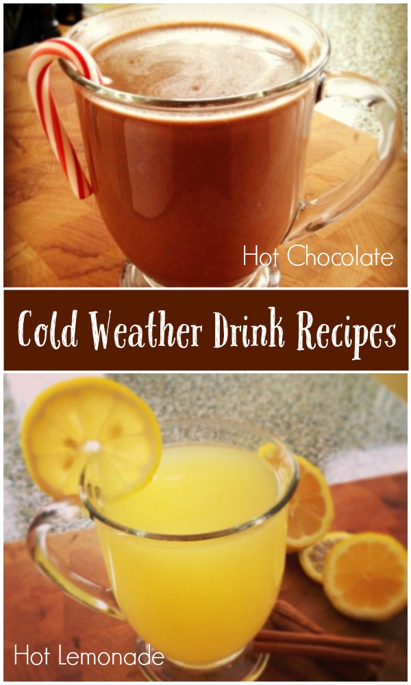2 of the best cold weather drink recipes - hot chocolate and hot lemonade - get the recipes on basilmomma.com