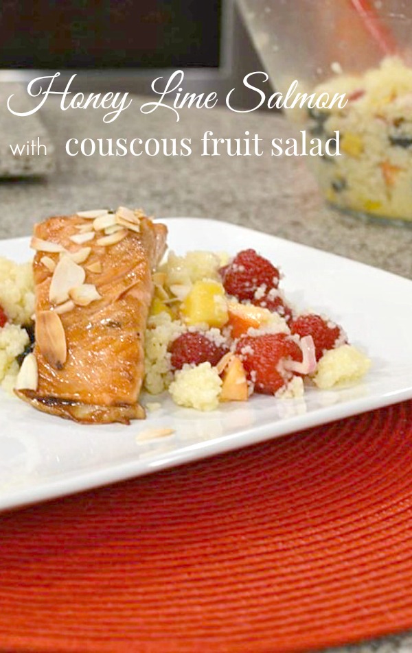Healthy Honey Lime Salmon with Couscous Fruit Salad - Get these delicious healthy recipes from basilmomma.com