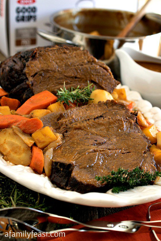 Yankee Pot Roast Recipe from AFamilyFeast.com - 1 of our Top 5 Favorite Meat Lover's Meals - Lemon Herb Butter Pan Fried Ribeye Steak - 1 of our Top 5 Favorite Meat Lover's Meals - See them on Basilmomma.com