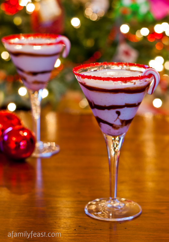 New Year's Eve cocktails don't get more festive than this White Chocolate Peppermint Martini recipe from A Family Feast