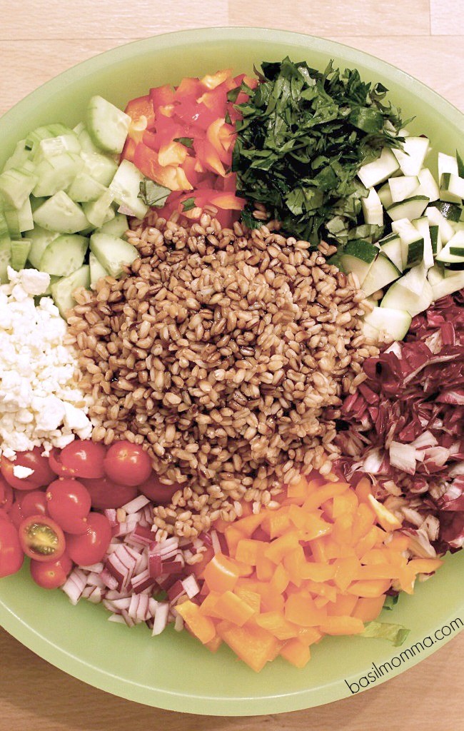 Farro Chopped Salad Recipe - Just one of the healthy dinner recipes you can find at basilmomma.com
