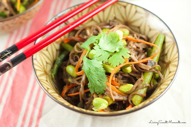 Soba Noodles with Edamame and Spring Veggies - One in a collection of recipes using Spring Vegetables on basilmomma.com