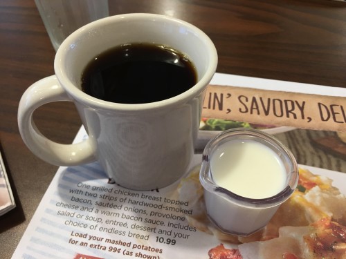 Coffee and fresh cream from Bob Evans