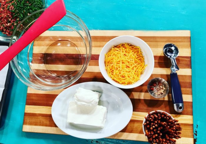 Ingredients needed to make bacon cheddar cheese ball bites | Recipe on basilmomma.com