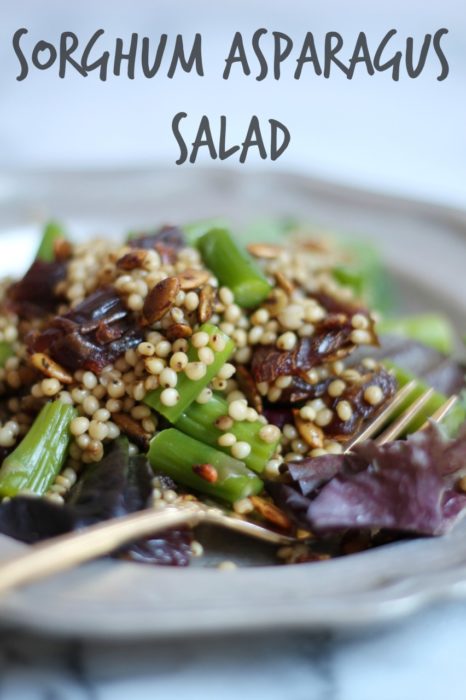 Sorghum Asparagus Salad with Creamy Balsamic Dressing | CookingWithBooks.net