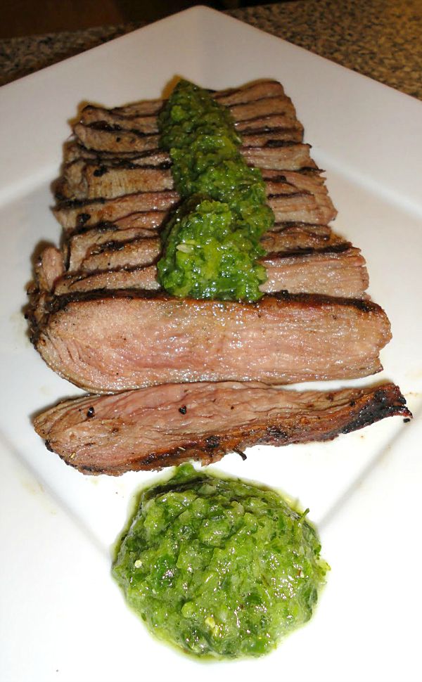 Flank Steak with IPA Beer Marinade and Aji Dipping Sauce - Get the recipe on Basilmomma.com