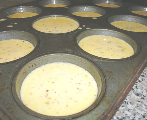 Uncooked egg muffins batter