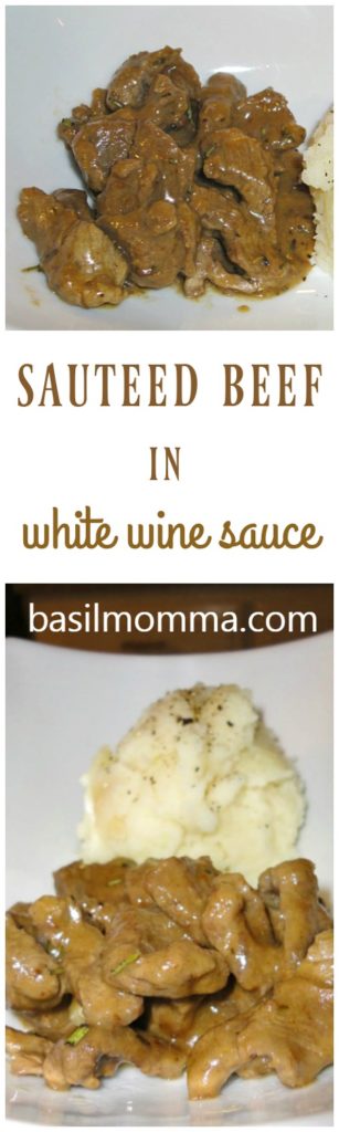 Sauteed Beef with a savory rosemary-white wine sauce. Perfect for a romantic dinner or a Sunday supper! Best of all, this easy recipe is made in 30 minutes. | basilmomma.com
