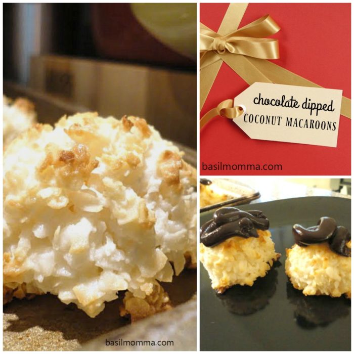 Chocolate Dipped Coconut Macaroons | Recipe on basilmomma.com