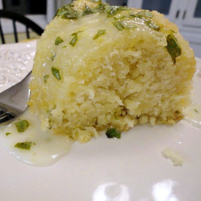 Pound Cake with Lemon Basil Glaze