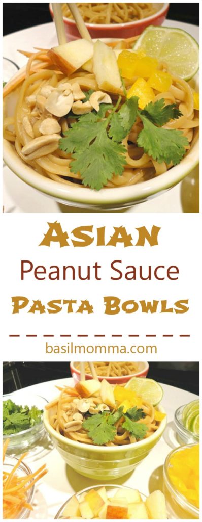 Asian Peanut Sauce Pasta Bowls - A quick, easy, and customizable weeknight dinner recipe from basilmomma.com