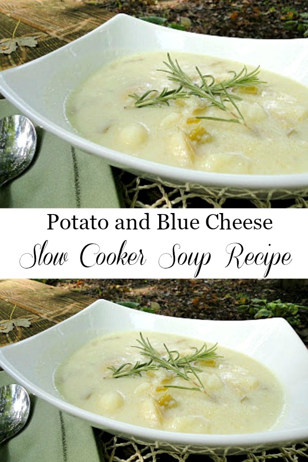 Potato Blue Cheese Slow Cooker Soup Recipe, from @basilmomma