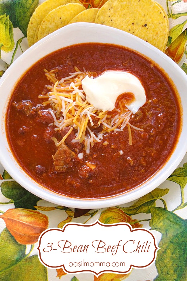 This hearty, flavorful beef chili has 2 types of beef and 3 varieties of beans. It's a dinner that will stick to your ribs and warm you up on a cold night.