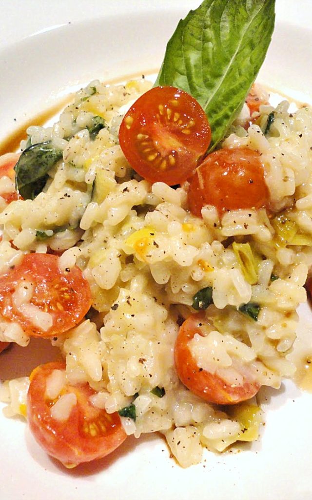 Easy Caprese Risotto - A quick and easy lunch or dinner recipe. A great use for the end of the season garden tomatoes and basil. Recipe on basilmomma.com