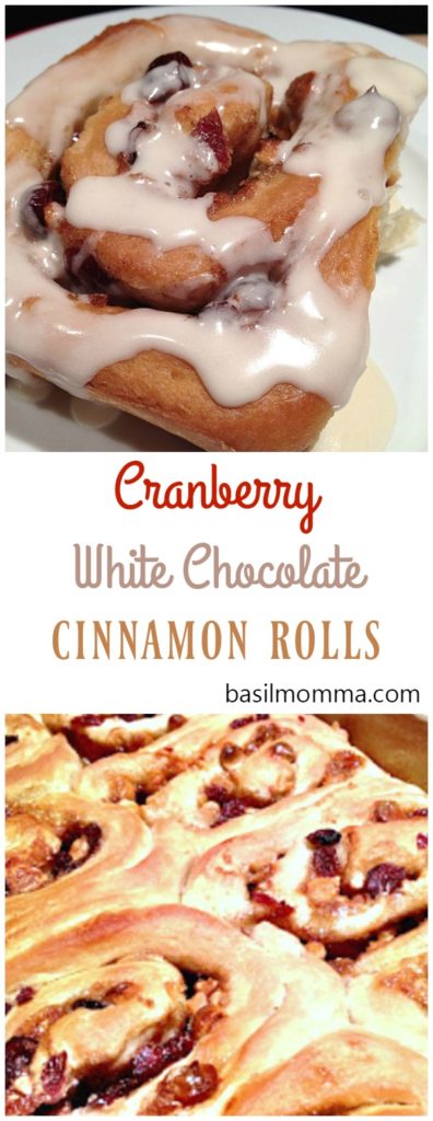 This recipe for cranberry white chocolate cinnamon rolls is perfect for breakfast, brunch, or holiday gatherings. The dough rises overnight, saving you time. They bake up easily in 35 minutes. | Recipe on basilmomma.com