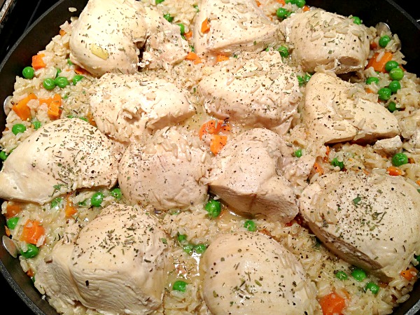One Skillet Dinner Recipe for Chicken and Rice - Get the recipe on basilmomma.com