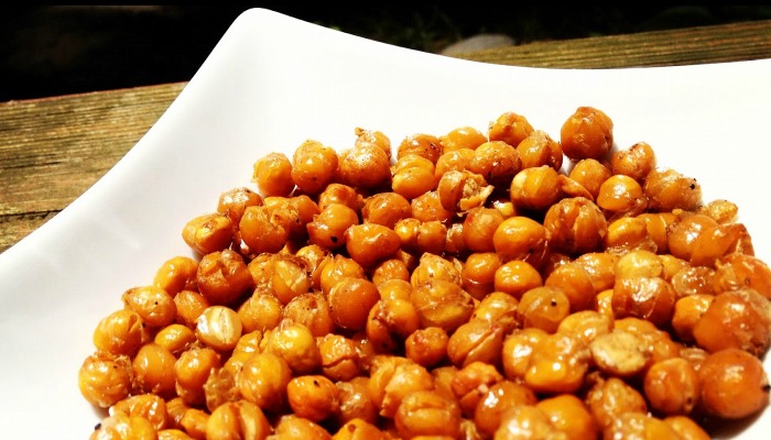 Bacon Roasted Chickpeas - A delicious snack that is really one of the best recipes with bacon that I've ever eaten! Get the recipe on basilmomma.com
