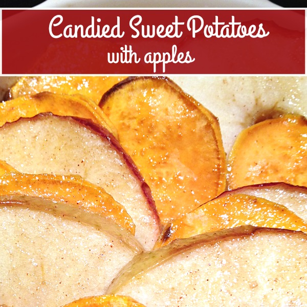 Candied Sweet Potatoes with Apples - This is one of our family's favorite Thanksgiving side dish recipes! Thinly sliced sweet potatoes and apples are sweetened with apple cider and brown sugar, then baked up until they're hot and bubbly.