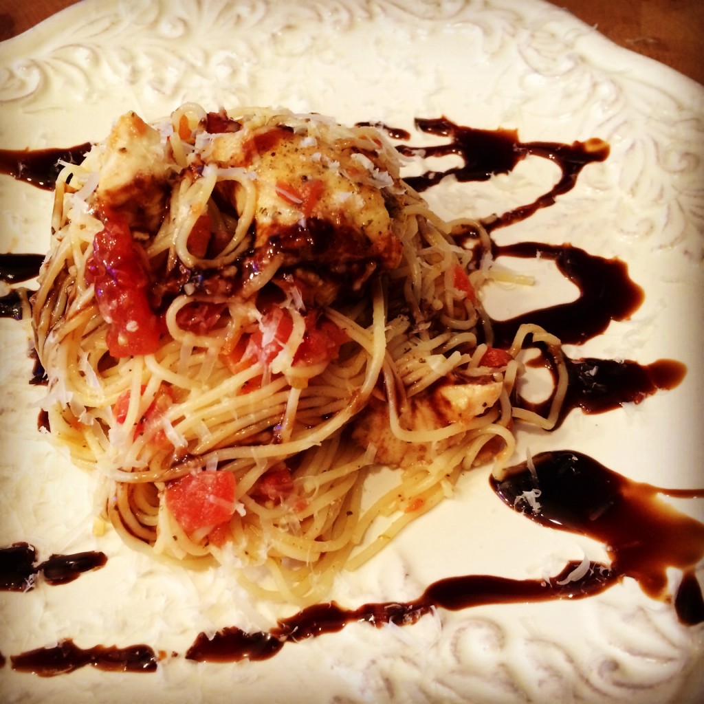 Best Ever Bruschetta Pasta with Chicken and Balsamic Drizzle Basilmomma