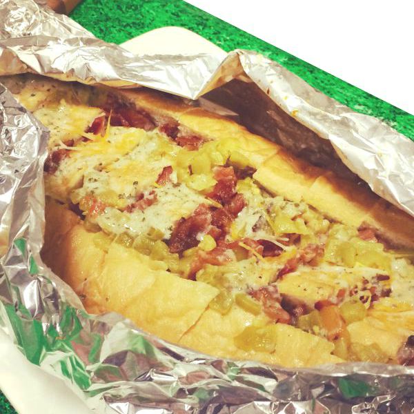 Easy Game Day Recipes including this bacon green chili cheddar stuffed bread - Get the recipe on basilmomma.com