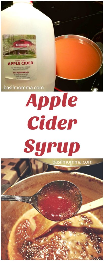Apple Cider Syrup - the perfect condiment for pancakes, waffles, over ice cream, in cakes, and even in your coffee! Recipe on basilmomma.com
