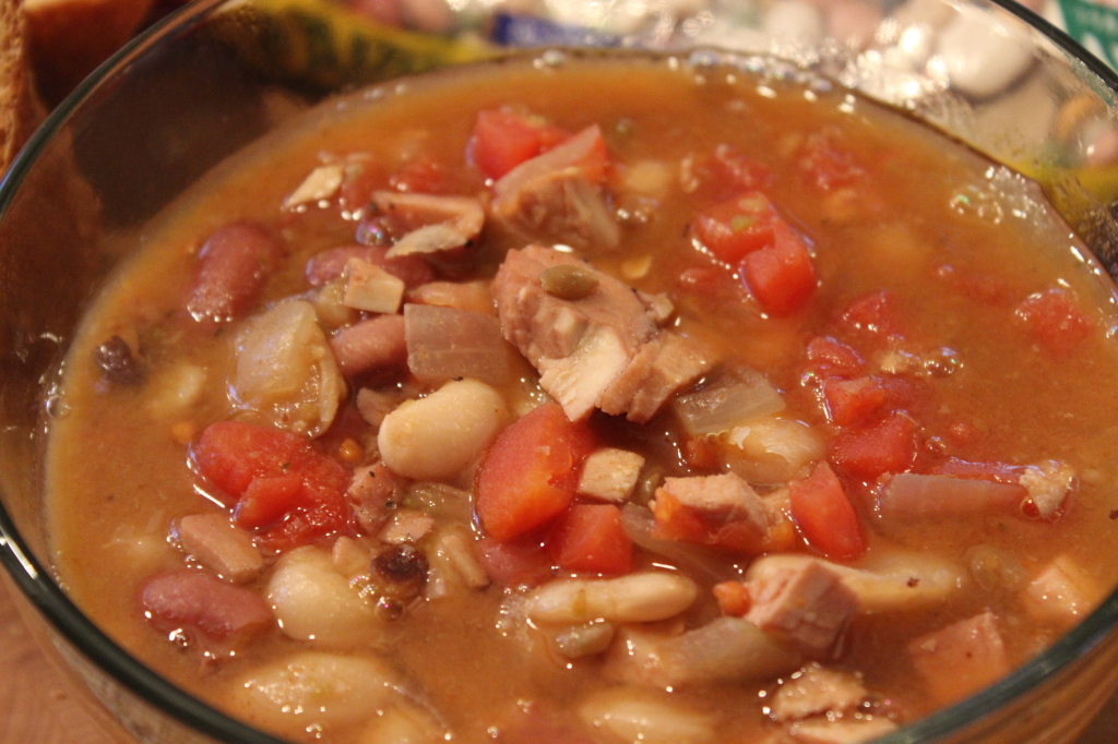 Leftover Turkey Recipe Hurst's Beans Cajun 15 Bean Turkey Soup @Basilmomma