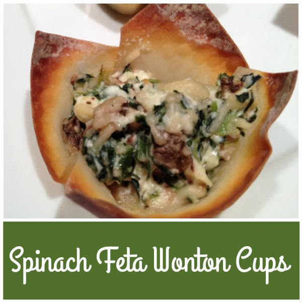 Spinach Feta Wonton Cups - An easy holiday appetizer. Get the recipe on basilmomma.com