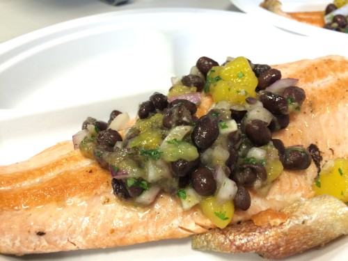 Steelhead Trout with Mango Black Bean Salsa is a great meal that's loaded with cancer fighting foods like black beans.