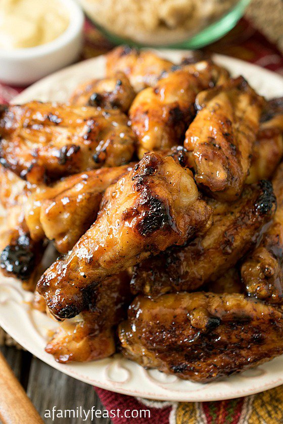 Honey Mustard Soy Glazed Chicken Wings Recipe - As seen on a game day chicken wing recipe roundup on basilmomma.com