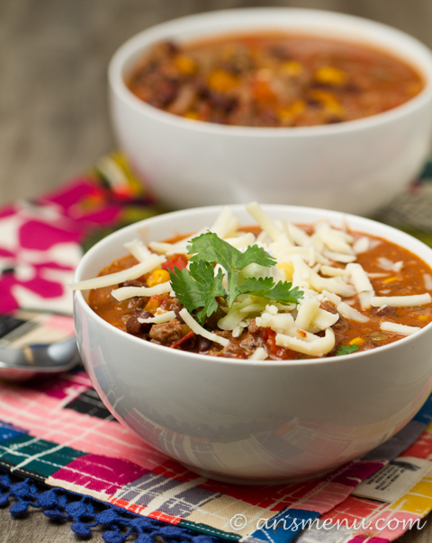 Crockpot Taco Chili from Ari's Menu - 1 of 20 of the best chili recipes in a collection on basilmomma.com