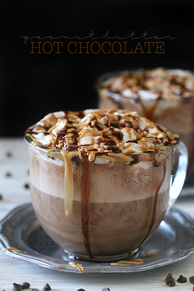Peanut Butter Hot Chocolate from Nutmeg Nanny - Part of a round up of kid friendly drink recipes on basilmomma.com
