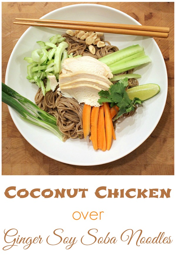 Coconut Chicken over Ginger Soy Soba Noodles - an easy and healthy dinner recipe from basilmomma.com