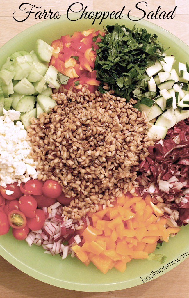 Farro Chopped Salad Recipe, from basilmomma.com