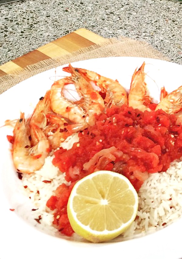 Sauteed Shrimp with Tomatoes and Garlic is one of the heart healthy seafood recipes that you can find on basilmomma.com