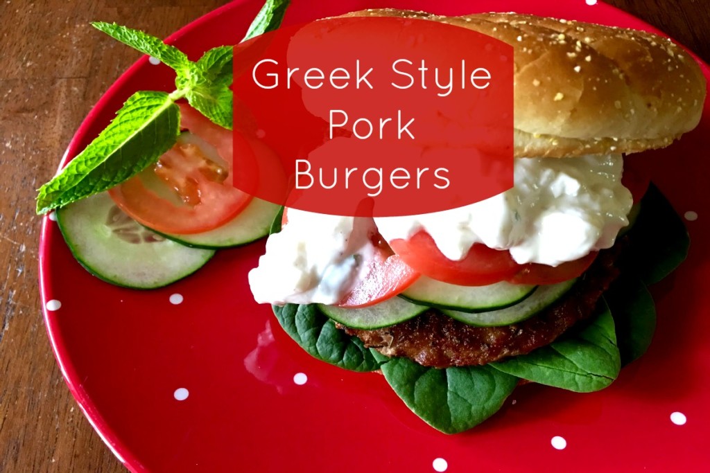 Greek Style Pork Burgers - Recipe from basilmomma.com