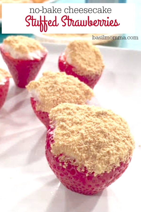 Cheesecake Stuffed Strawberries - a quick and easy no-bake dessert from basilmomma.com