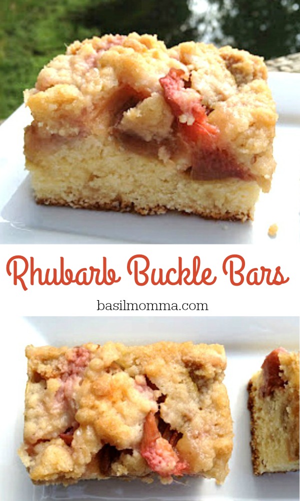 Rhubarb Buckle Bars - Recipe on basilmomma.com