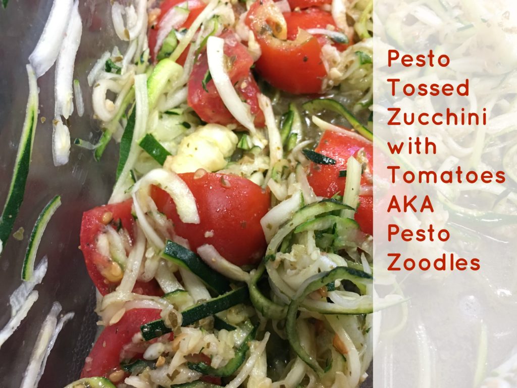 Pesto Tossed Zucchini with Tomatoes AKA Pesto Zoodles! 