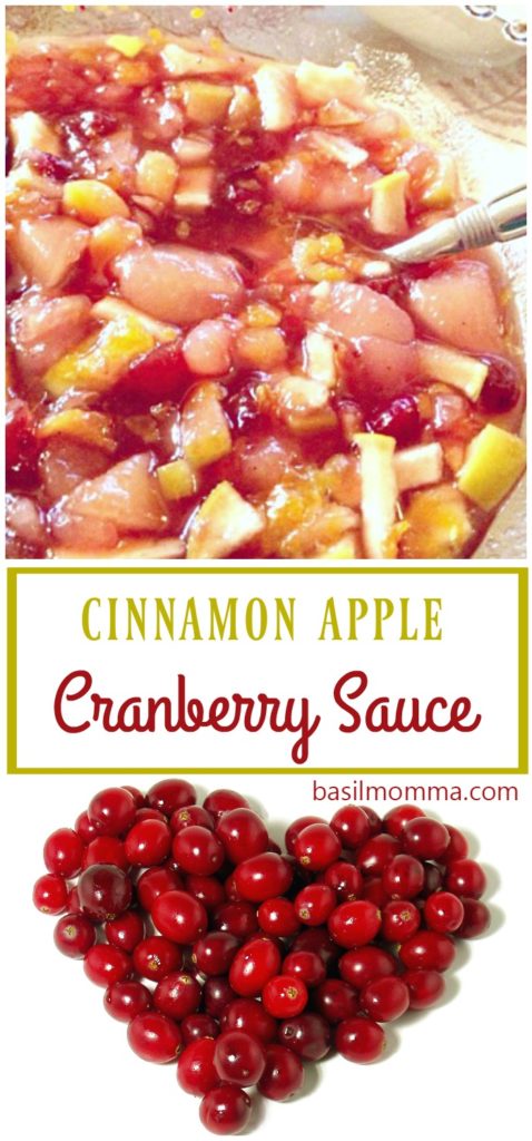 Cinnamon Apple Cranberry Sauce - A delicious twist on traditional cranberry sauce. Cinnamon spiced pears and Granny Smith apples are added to fresh cranberries. Perfect Thanksgiving side dish!