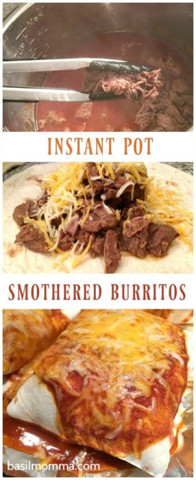 Red Sauce Smothered Burritos {Instant Pot Recipe} - Chile Colorado Smothered Burritos, made in a pressure cooker or Instant Pot! | Recipe on basilmomma.com