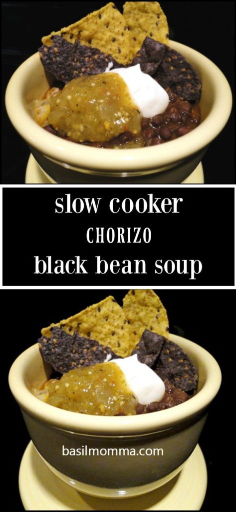 Crock Pot Black Bean Soup - quick and easy weeknight dinner slow cooker recipe. Can be a meatless meal, or add chorizo, ham, or leftover turkey to it!