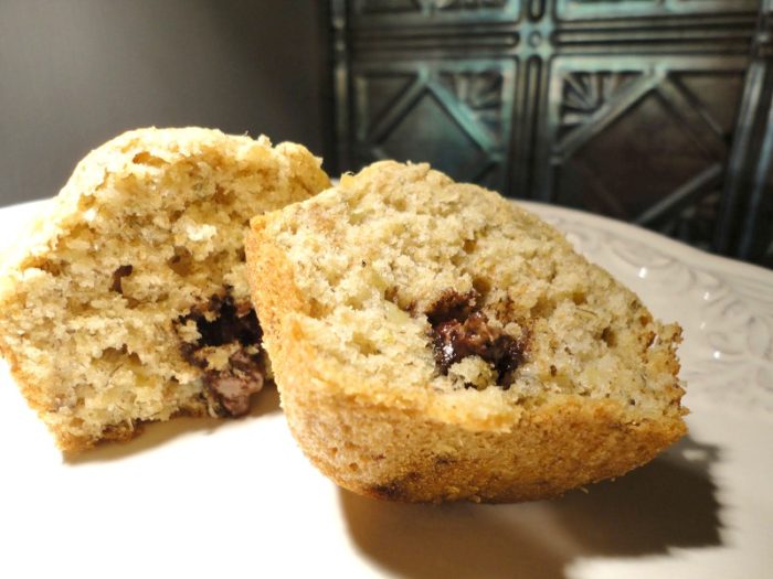 Banana Nutella Muffins - Moist homemade banana muffins with Nutella baked inside!