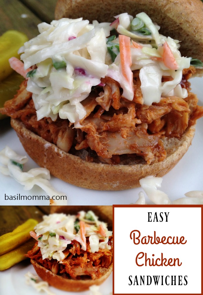 Easy Barbecue Chicken Sandwiches - this quick weeknight dinner recipe uses cooked rotisserie chicken, making it SO easy to make!