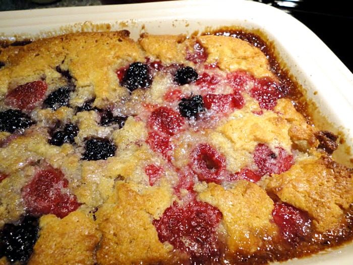 Fresh berry cobbler is one of my favorite summer desserts. This easy berry cobbler recipe uses fresh blackberries and raspberries.