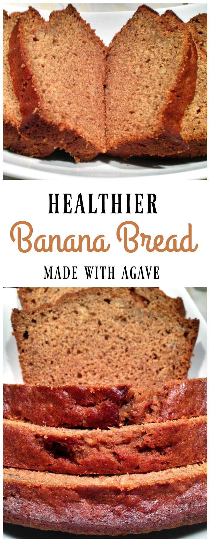 Healthier banana bread, made with agave nectar, tastes just as moist and delicious as banana bread made with traditional sugar. This banana bread recipe is perfect for creating a healthier snack or dessert.
